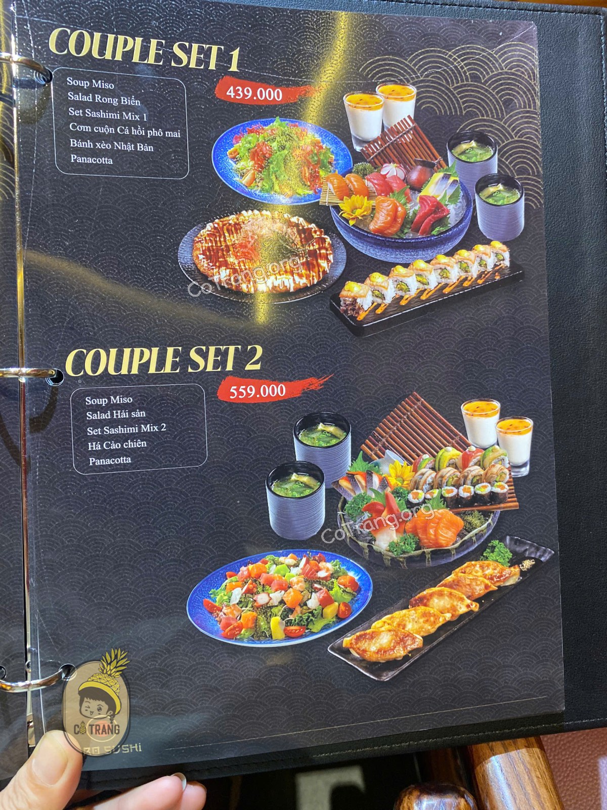 Menu thức ăn tại Kiiro Sushi Đà Nẵng